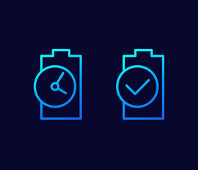 Wall Mural - Battery charging time line vector icons