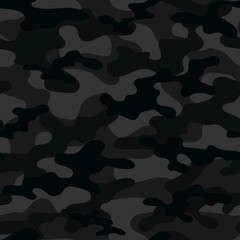 black Digital camouflage seamless pattern. Military texture. Abstract army or hunting masking ornament. Classic background. Vector design illustration.