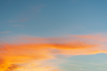 Beautiful sky. Clouds in twilight sky in evening. Colorful sky in twilight time.