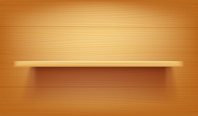 Poster - Long wood shelf on a wood wall