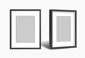 Poster - Two black photo frames on white background. layered vector mockup