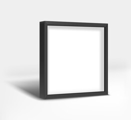 Poster - Black elegant modern photo frame on a floor. Layered vector mockup