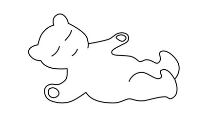 Wall Mural - Self drawing animation of Teddy bear toy. Sleep concept.
