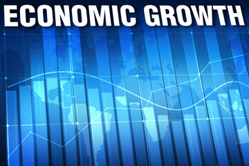Poster - Economic Growth Green Modern Futuristic Concept backdrop with White typography. New economy growth background wallpaper concept