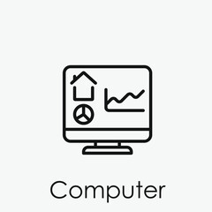 Poster - Computer vector icon. Editable stroke. Symbol in Line Art Style for Design, Presentation, Website or Apps Elements, Logo. Pixel vector graphics - Vector