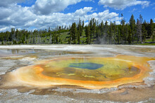 Chromatic Pool On A Sunny Summer Day In The Upper Geyser Basin, Yellowstone National Park, Wyoming