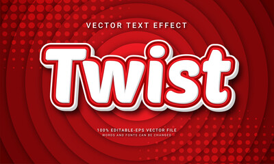 Wall Mural - Twist editable text effect with red color theme
