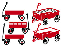 Wagon Transportation, Red Wagon Illustration, Wagon Collection Vector Illustration Isolated