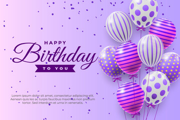 Wall Mural - happy birthday greeting template with balloon