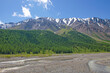 landscape a track goes to the mountains on a glacier to Aktr Altai Russia