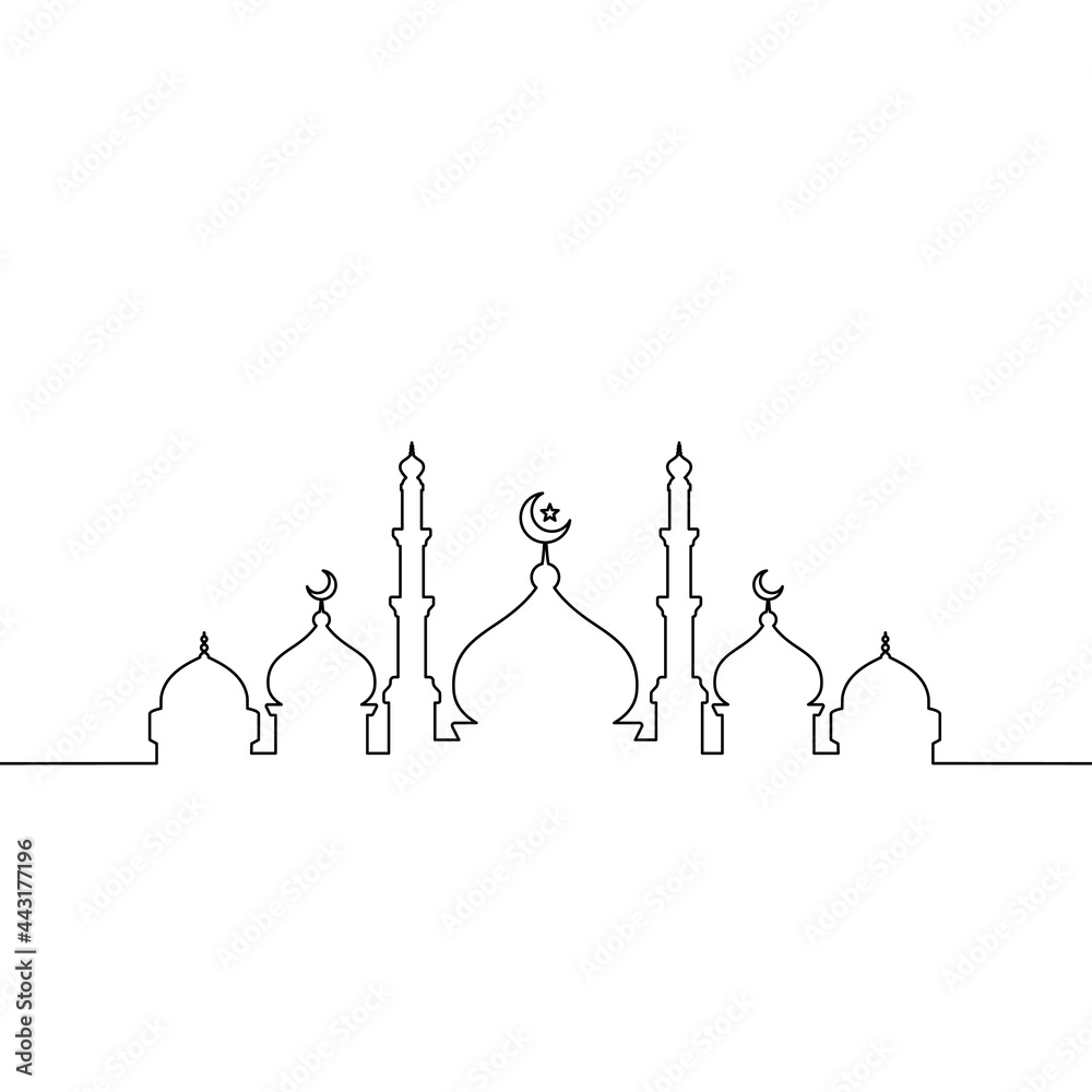 Mosque line art vector minimalist design. islamic ornament background ...