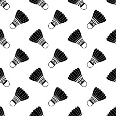 Poster - Shuttlecock Icon Seamless Pattern, Shuttlecock For Badminton Sport, Bird Feather Shuttlecock