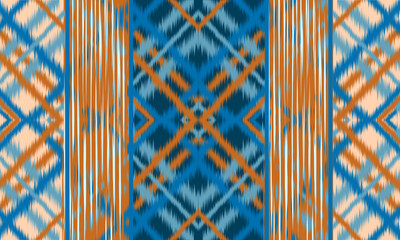 Wall Mural - Abstract ethnic ikat chevron pattern background. ,carpet,wallpaper,clothing,wrapping,Batik,fabric,Vector illustration.embroidery style.