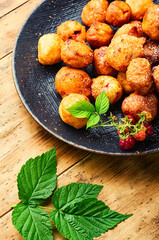 Poster - Cottage cheese donuts with raspberries