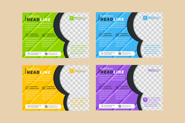 Poster - Template design for Brochure, Annual Report, Web design Poster, Corporate Presentation, Flyer, layout modern with gradient multicolor. horizontal layout with space for photo, Easy to use and edit.