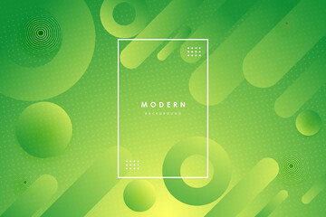 Poster - Green gradient minimal vector background with dotted corners. Abstract halftone textured backdrop for banners, presentations, business templates