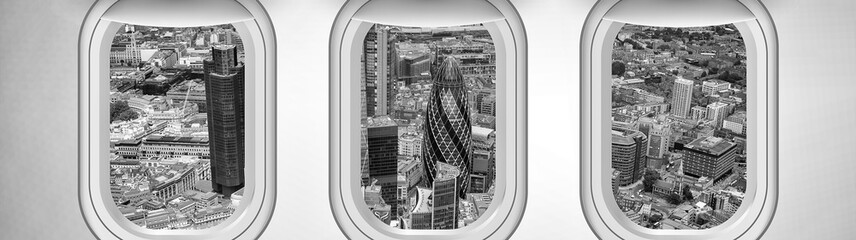 Poster - Beautiful scenic city view of London through the aircraft windows