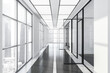 Office city panoramic interior of passage, black, white