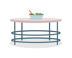 Poster - Round kitchen table semi flat color vector object. Modern home furniture. Realistic item on white. Household furnishing isolated modern cartoon style illustration for graphic design and animation
