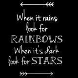 Fototapeta Młodzieżowe - when it rains look for rainbows when it's dark look for stars on black background inspirational quotes,lettering design