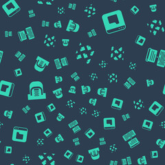 Poster - Set Data stream, Browser files, Hangar with servers and Server, Data, Web Hosting on seamless pattern. Vector