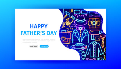 Sticker - Happy Fathers Day Neon Landing Page