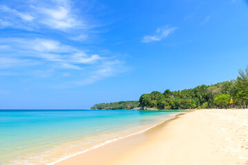 Wall Mural - surin beach with crystal clear water and wave, famous tourist destination, phuket, thailand