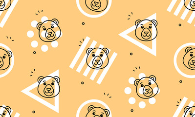 Poster - Seamless pattern with bears. Icon design. Template elements