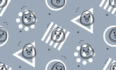 Poster - Seamless pattern with penguins. Icon design. Template elements