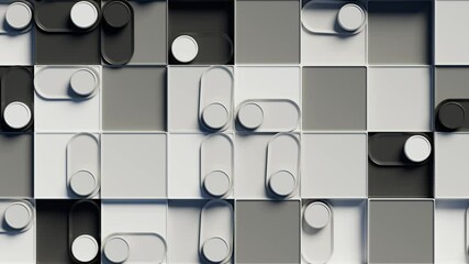 Fototapete - 3d abstract background with repetitive pattern shapes. Monochrome gamma. Two colored.