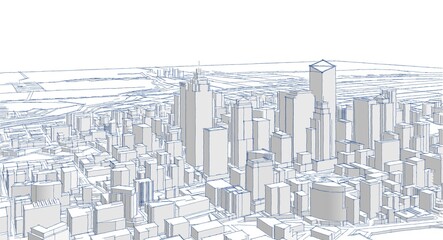 modern city panorama 3d illustration