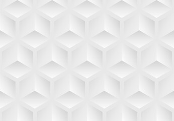 Wall Mural - White seamless volumetric texture. Hexagonal modern pattern. Vector illustration