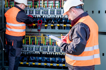 Sticker - Checking the operating voltage levels of the solar panel switchgear compartment