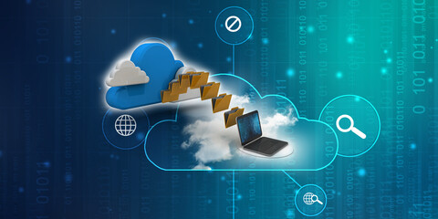Poster - 3d rendering computer folder network 
