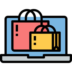 Canvas Print - shopping bag Color line icon