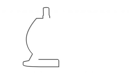 Wall Mural - Microscope self drawing line animation. Science, lab and research concept.