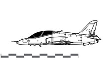 BAE HAWK T1A, T-45 Goshawk. Vector Drawing Of Advanced Trainer Aircraft. Side View. Image For Illustration And Infographics.