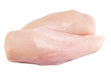 Wall Mural - Fresh raw chicken breast fillet isolated on white background, clipping path