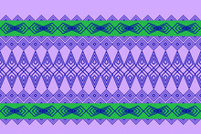 Ethnic Pattern Vector Geometric Pattern Blue Color On Purple Background