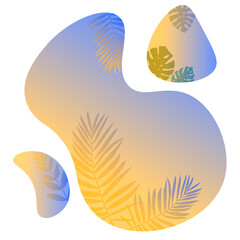 Wall Mural - set of gradient backgrounds. tropical plants grow inside the neon forms. monstera and palm leaves in