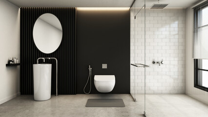 Wall Mural - Bathroom design Modern and Loft - 3D render