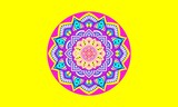 Fototapeta  - Mandala coloring book for kids mandala coloring page yellow background