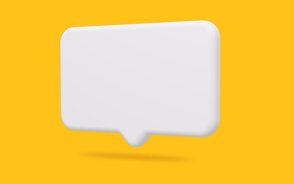 Rectangular Mock up dialog chat bubble speech layout on a bright yellow background. 3D rendering.