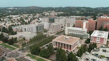 Aerial: The University Of California (UCLA) Campus. Los Angeles, California, USA