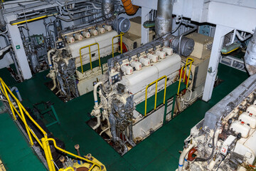 Wall Mural - Marine engine. Diesel generator. Engine room interior.