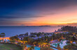 Wonderful twilight time at tropical beach resort in Rayong, Thailand