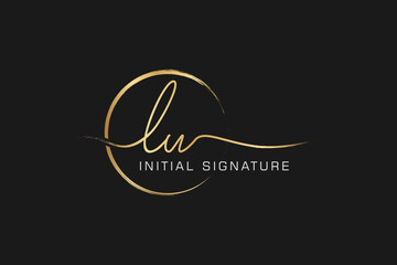 signature Initial Letter L U. handwriting logo of initial signature, wedding, fashion, jewerly, boutique, floral and botanical with creative template for any company or business.