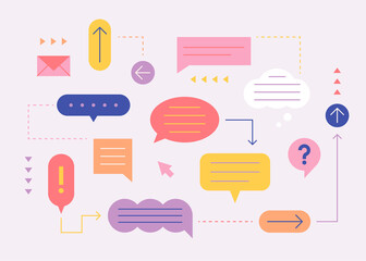 Wall Mural - speech willows are connected and sharing opinions simple pattern design template.
