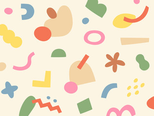 Wall Mural - abstract cute geometric doodles are scattered and form a pattern. simple pattern design template.