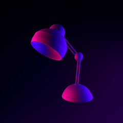 Poster - Neon table lamp icon. 3d rendering ui ux interface element. Dark glowing symbol.